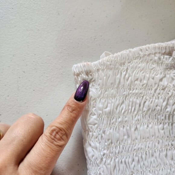 American Eagle White Smocked Lace-Up Tube Top Crop New NWT Size Small Boho Beach - Picture 6 of 8